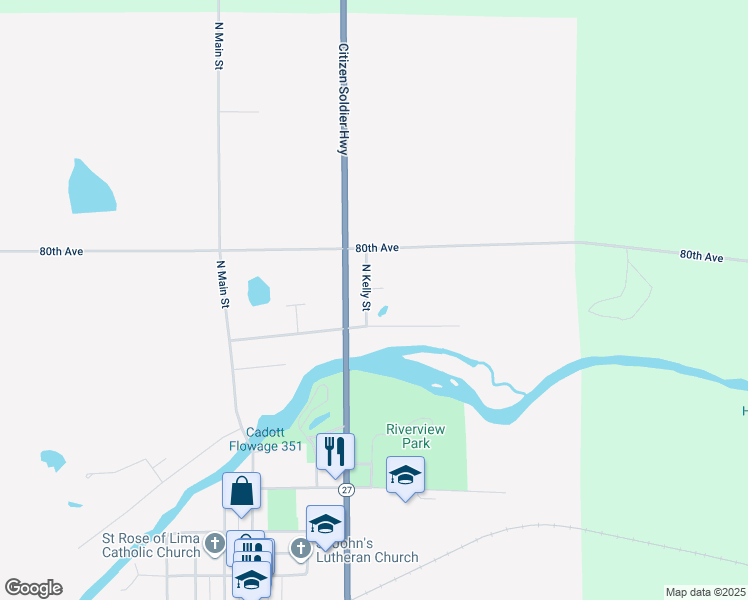 map of restaurants, bars, coffee shops, grocery stores, and more near 971 North Kelly Street in Cadott