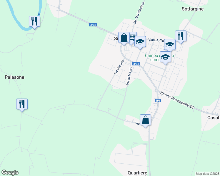 map of restaurants, bars, coffee shops, grocery stores, and more near 1 Via Giuseppe Impastato in Provincia di Parma