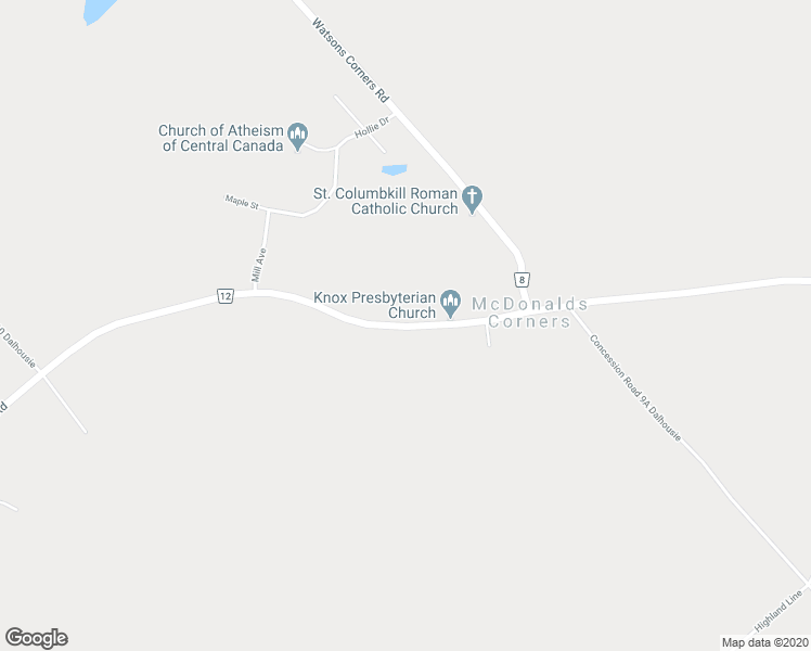 map of restaurants, bars, coffee shops, grocery stores, and more near 5792 Lanark 12 in McDonalds Corners