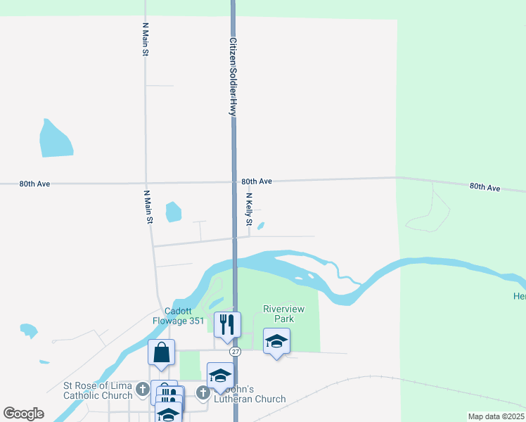 map of restaurants, bars, coffee shops, grocery stores, and more near 1019 North Kelly Street in Cadott