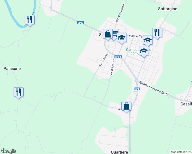 map of restaurants, bars, coffee shops, grocery stores, and more near 1 Via Giuseppe Impastato in Provincia di Parma