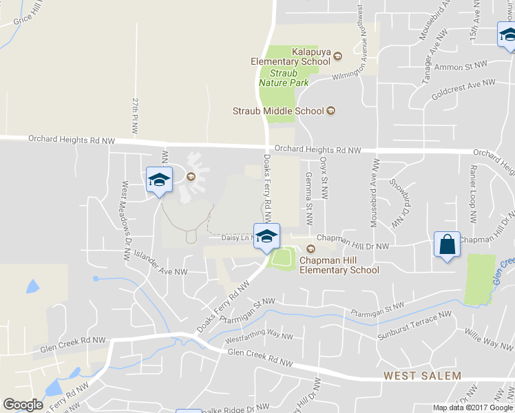 map of restaurants, bars, coffee shops, grocery stores, and more near 1655 Doaks Ferry Road Northwest in Salem