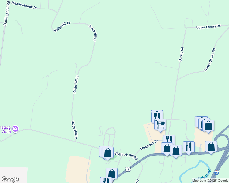 map of restaurants, bars, coffee shops, grocery stores, and more near 26 Hinman Settler Road in Newport