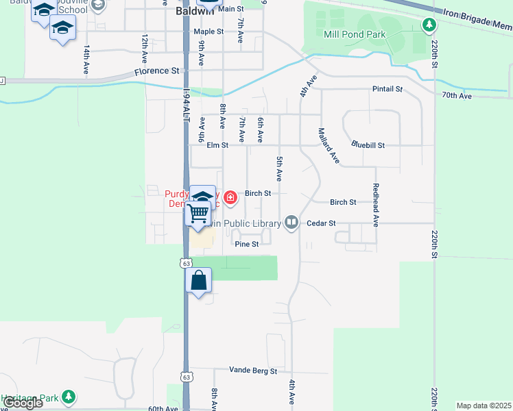 map of restaurants, bars, coffee shops, grocery stores, and more near 1730 6th Avenue in Baldwin