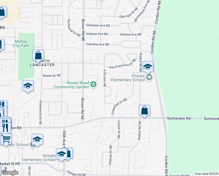 map of restaurants, bars, coffee shops, grocery stores, and more near 4777 El Cedro Loop Northeast in Salem