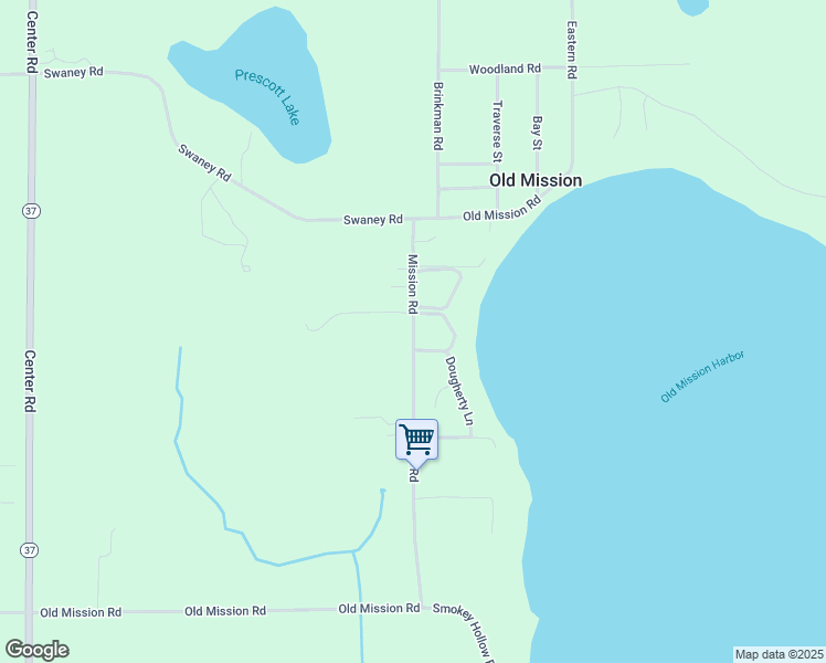 map of restaurants, bars, coffee shops, grocery stores, and more near 18459 Mission Road in Traverse City
