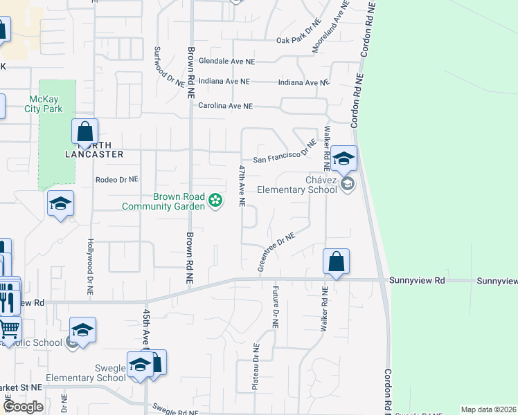 map of restaurants, bars, coffee shops, grocery stores, and more near 4777 El Cedro Loop Northeast in Salem