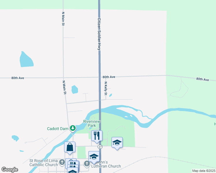 map of restaurants, bars, coffee shops, grocery stores, and more near 971 North Kelly Street in Cadott