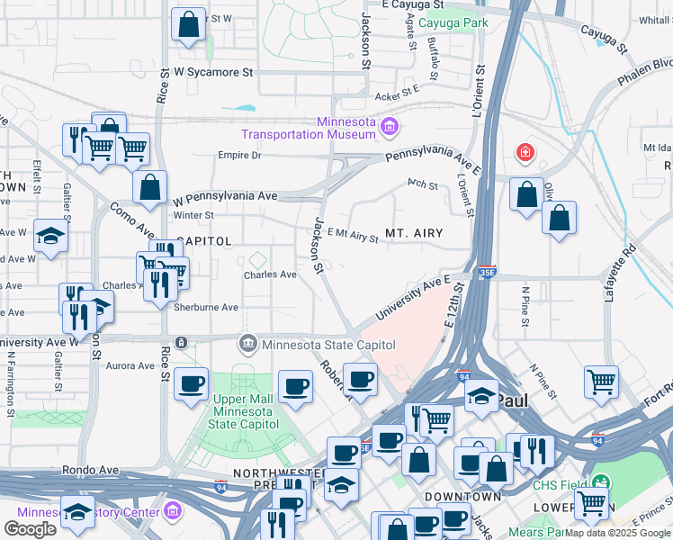 map of restaurants, bars, coffee shops, grocery stores, and more near 690 Jackson Street in Saint Paul