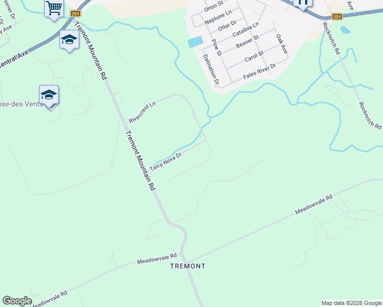 map of restaurants, bars, coffee shops, grocery stores, and more near 68 Terra Nova Drive in Kingston