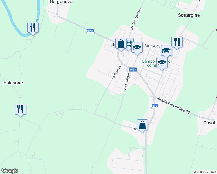 map of restaurants, bars, coffee shops, grocery stores, and more near 1 Via Giuseppe Impastato in Provincia di Parma