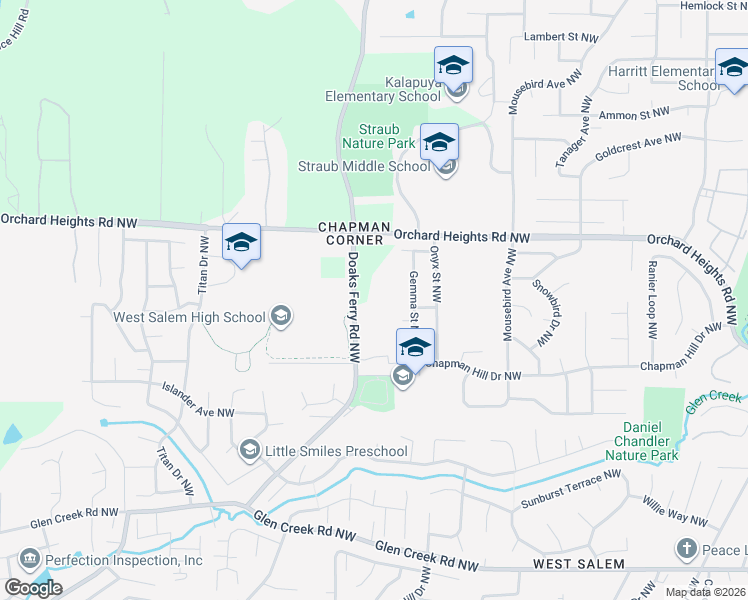 map of restaurants, bars, coffee shops, grocery stores, and more near 1655 Doaks Ferry Road Northwest in Salem