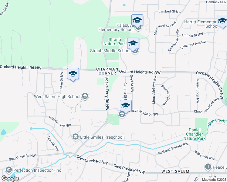 map of restaurants, bars, coffee shops, grocery stores, and more near 1655 Doaks Ferry Road Northwest in Salem