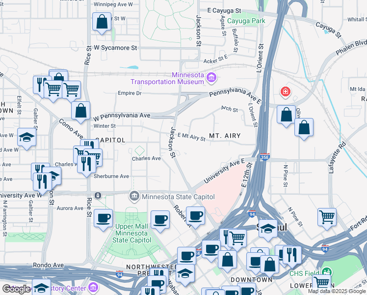 map of restaurants, bars, coffee shops, grocery stores, and more near 690 Jackson Street in Saint Paul