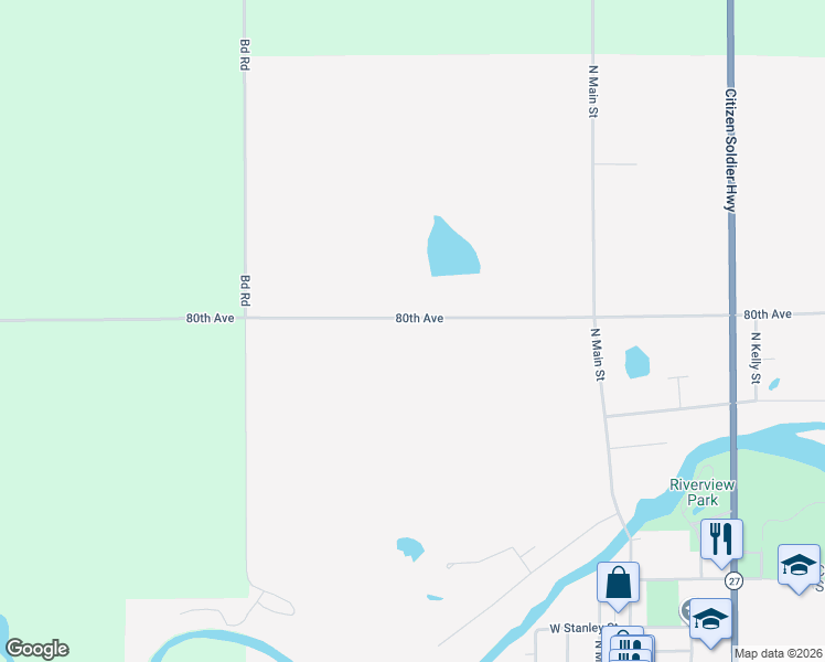 map of restaurants, bars, coffee shops, grocery stores, and more near 501 West North Road in Cadott