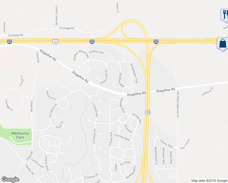 map of restaurants, bars, coffee shops, grocery stores, and more near 488 Stageline Road in Hudson