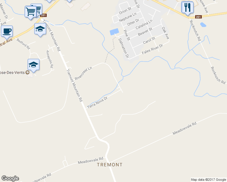 map of restaurants, bars, coffee shops, grocery stores, and more near 81 Terra Nova Drive in Kingston