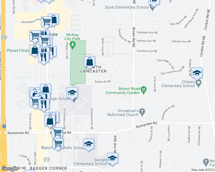 map of restaurants, bars, coffee shops, grocery stores, and more near 4449 Samantha Court Northeast in Salem
