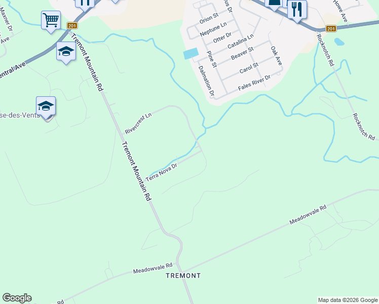map of restaurants, bars, coffee shops, grocery stores, and more near 81 Terra Nova Drive in Kingston