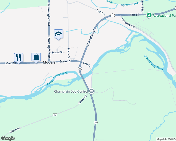 map of restaurants, bars, coffee shops, grocery stores, and more near in Mooers