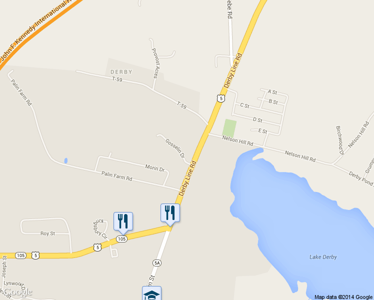 map of restaurants, bars, coffee shops, grocery stores, and more near 56 Gosselin Drive in Derby