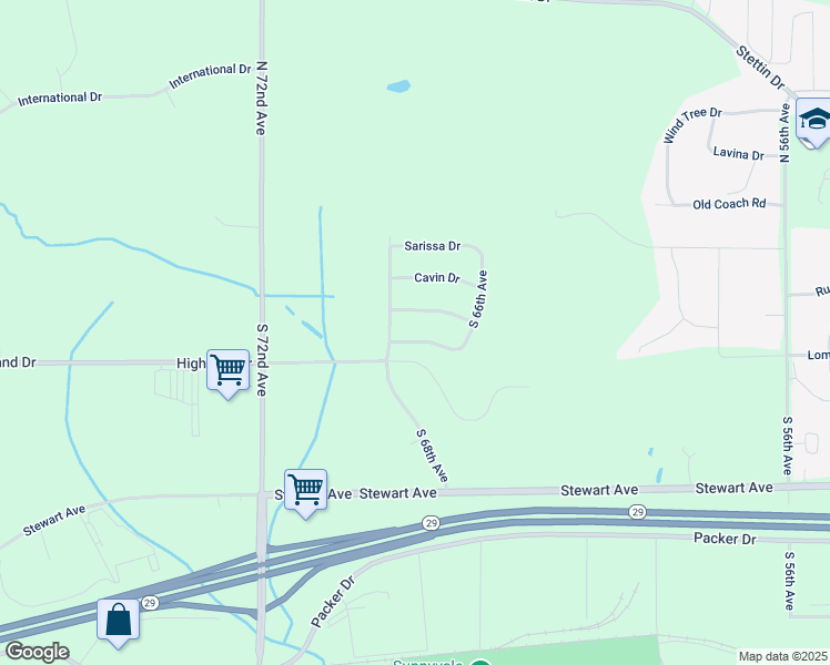 map of restaurants, bars, coffee shops, grocery stores, and more near 6708 Conner Davis Drive in Wausau