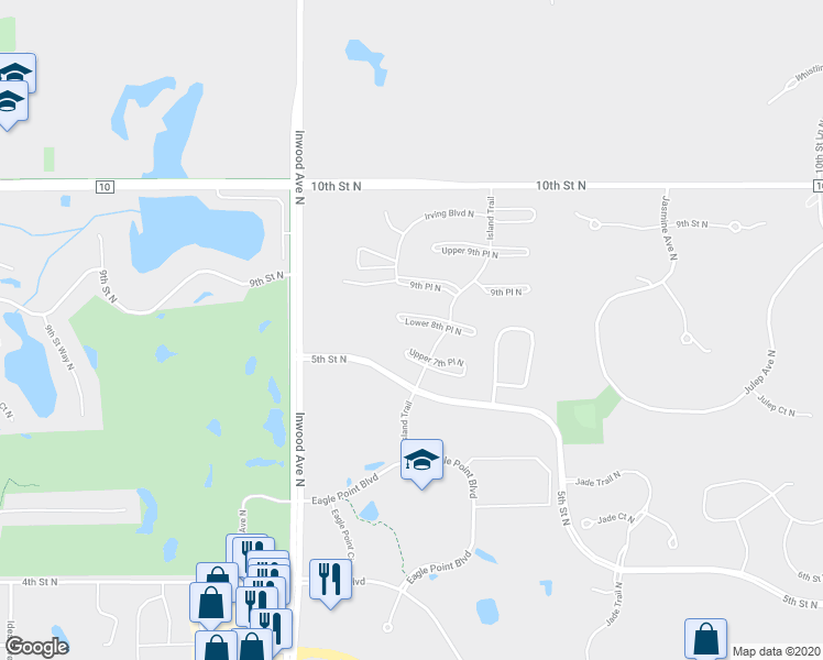map of restaurants, bars, coffee shops, grocery stores, and more near 8709 Lower 8th Place North in Lake Elmo