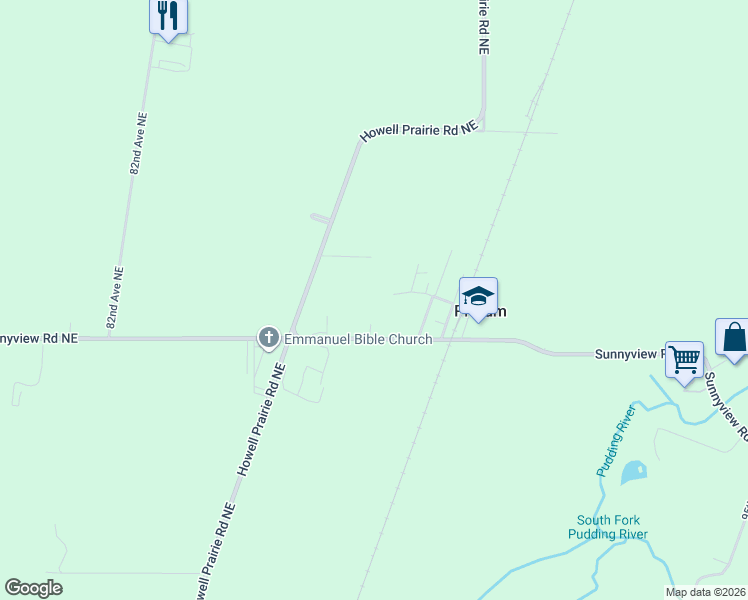 map of restaurants, bars, coffee shops, grocery stores, and more near 8748 Enclid Street Northeast in Salem