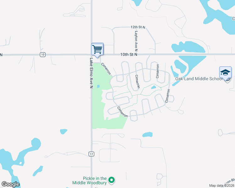 map of restaurants, bars, coffee shops, grocery stores, and more near 45 Cimarron in Lake Elmo