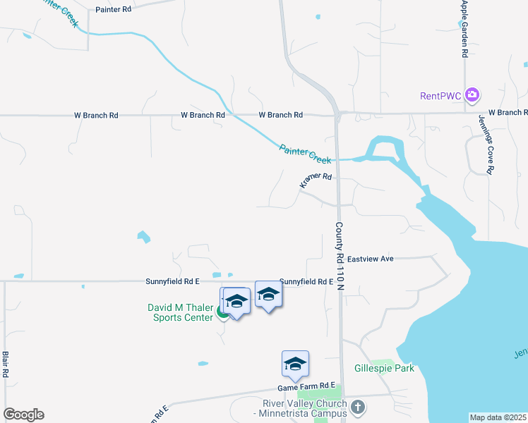 map of restaurants, bars, coffee shops, grocery stores, and more near 5755 Kramer Road in Mound