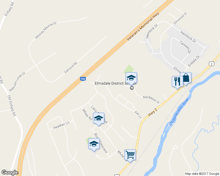 map of restaurants, bars, coffee shops, grocery stores, and more near 116 Kali Lane in Elmsdale