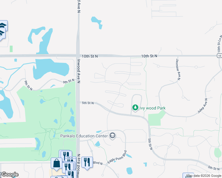map of restaurants, bars, coffee shops, grocery stores, and more near 8709 Lower 8th Place North in Lake Elmo