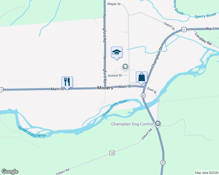 map of restaurants, bars, coffee shops, grocery stores, and more near in Mooers