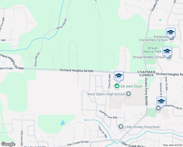map of restaurants, bars, coffee shops, grocery stores, and more near 3000 Orchard Heights Road Northwest in Salem