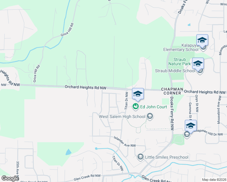 map of restaurants, bars, coffee shops, grocery stores, and more near 2881 Butterfly Avenue Northwest in Salem
