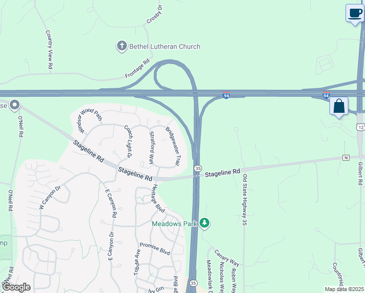 map of restaurants, bars, coffee shops, grocery stores, and more near 102 Bridgewater Trail in Hudson