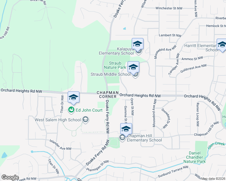 map of restaurants, bars, coffee shops, grocery stores, and more near 2277 Orchard Heights Road Northwest in Salem