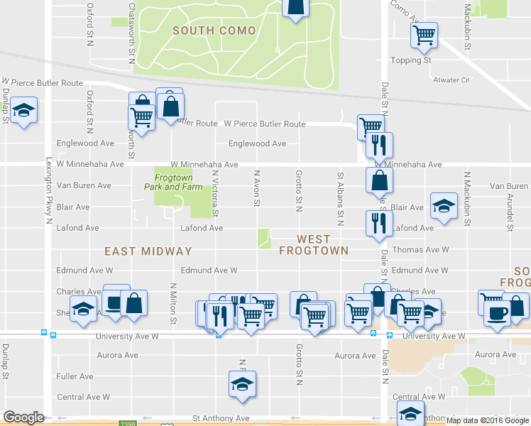 map of restaurants, bars, coffee shops, grocery stores, and more near 790 Blair Avenue in Saint Paul