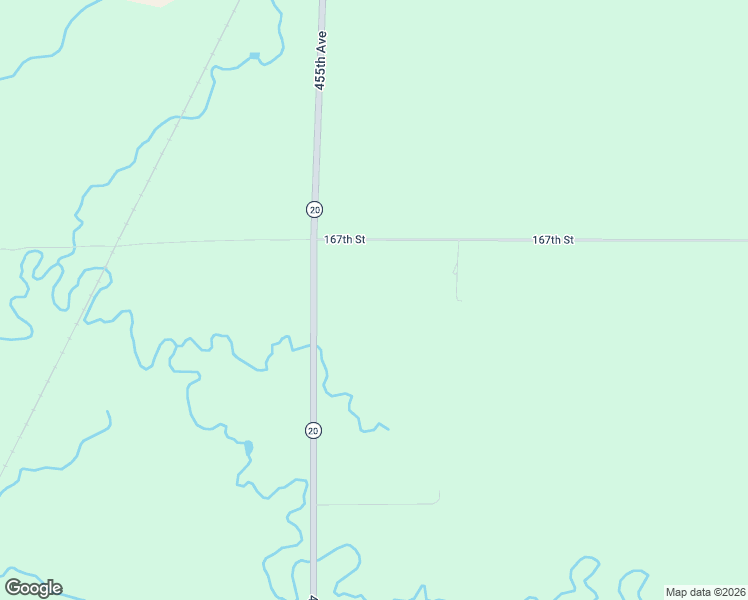 map of restaurants, bars, coffee shops, grocery stores, and more near 16708 455th Avenue in Watertown