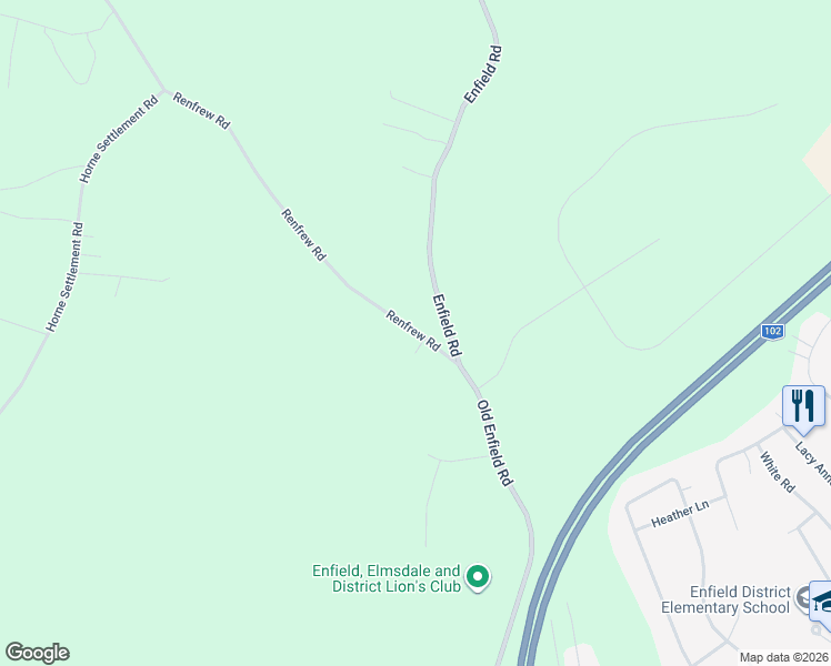 map of restaurants, bars, coffee shops, grocery stores, and more near Renfrew Road in Enfield