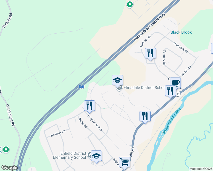 map of restaurants, bars, coffee shops, grocery stores, and more near 20 Sam Crescent in Elmsdale