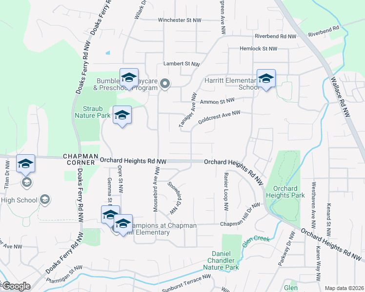 map of restaurants, bars, coffee shops, grocery stores, and more near 1719 Redwing Court Northwest in Salem