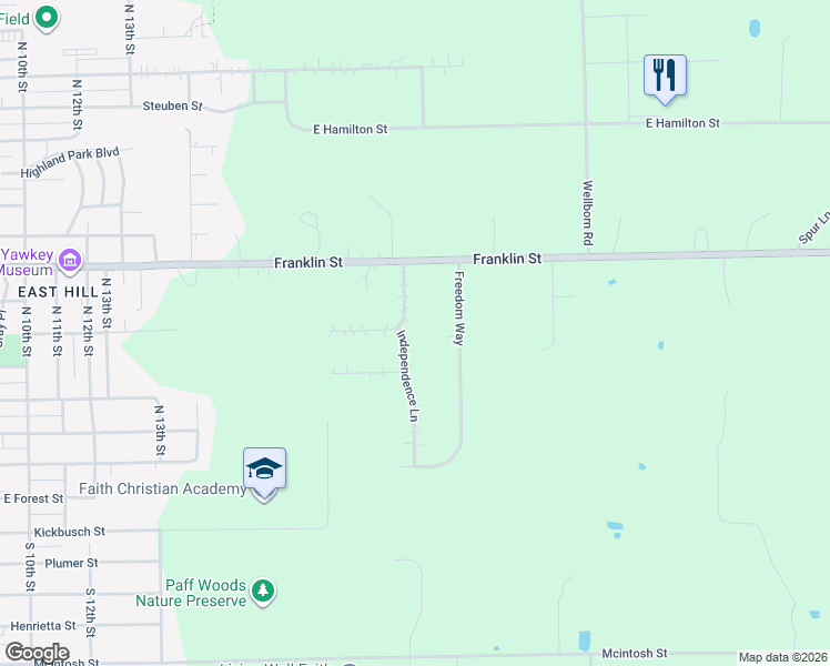 map of restaurants, bars, coffee shops, grocery stores, and more near 500 Freedom Way in Wausau