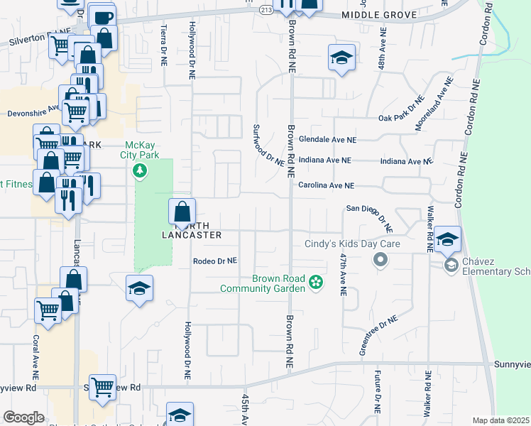map of restaurants, bars, coffee shops, grocery stores, and more near 2647 Kristin Court Northeast in Salem