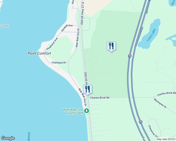 map of restaurants, bars, coffee shops, grocery stores, and more near 4826 Marsh Ridge Drive in Gaylord