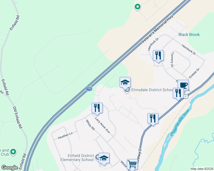map of restaurants, bars, coffee shops, grocery stores, and more near 88 Tyler Street in Elmsdale