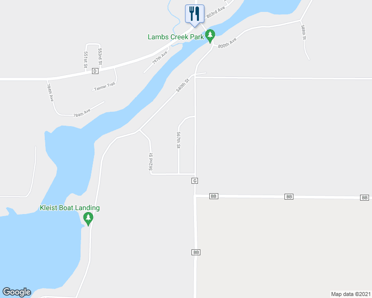 map of restaurants, bars, coffee shops, grocery stores, and more near N7778 567th Street in Menomonie