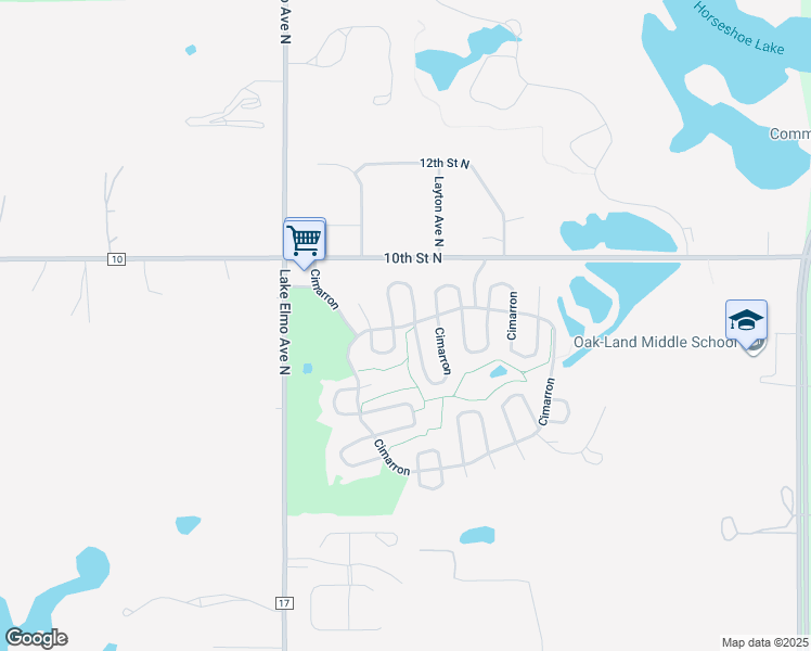 map of restaurants, bars, coffee shops, grocery stores, and more near 659 Cimarron in Lake Elmo