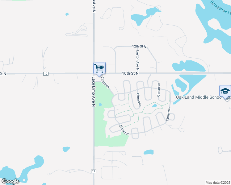 map of restaurants, bars, coffee shops, grocery stores, and more near 659 Cimarron in Lake Elmo