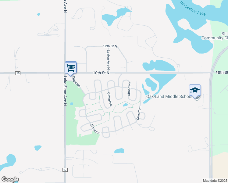 map of restaurants, bars, coffee shops, grocery stores, and more near 488 Cimarron in Lake Elmo